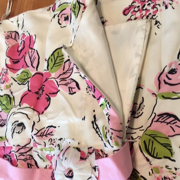Vintage Ann Taylor Petites Strapless Floral Dress w/Belt - Picture 7 of 9